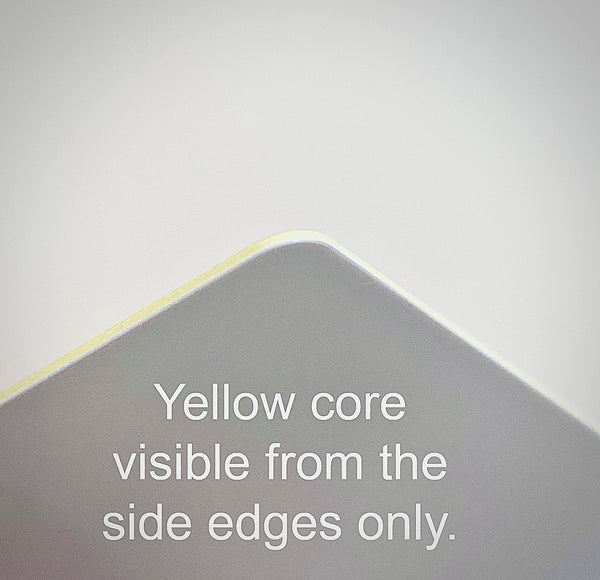 White printable cards with recycled PVC yellow core