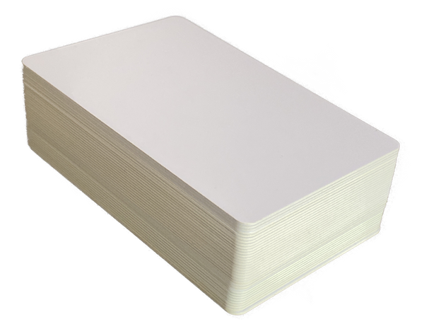 white pvc cards with recycled yellow core